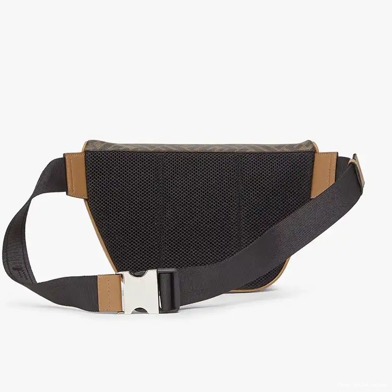 Cheap Brown Fabric In Belt Black FF Fendi Motif Bag 0610